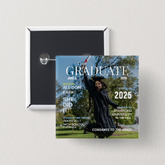 Modernes Magazine Foto Abschluss Button (Vorne & Hinten)