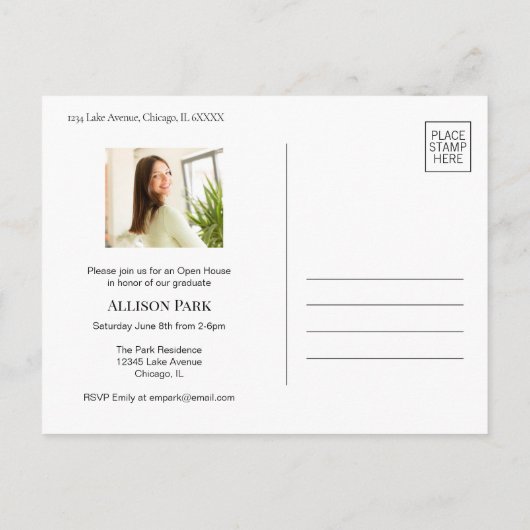 Modernes Magazine Foto Abschluss Einladungspostkarte (Rückseite)