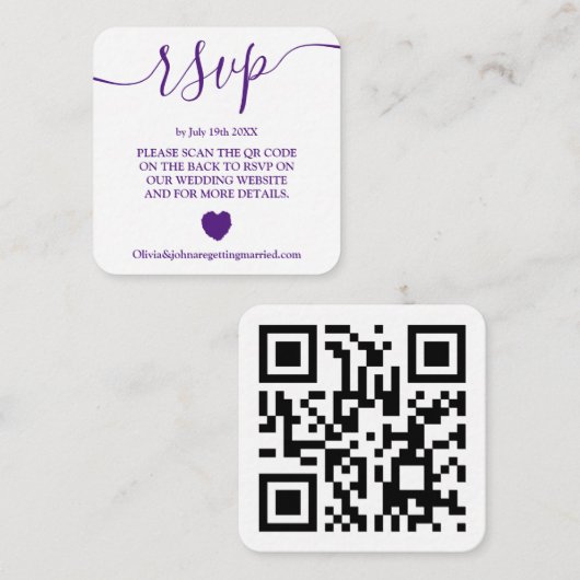 Modernes Magenta Hochzeit rsvp Qr Code Einschließu Begleitkarte (Vorne/Hinten)