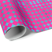 Modernes Magenta Metallisches Aquamarines Blumenmu Geschenkpapier (Rolleneckpunkt)