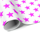 Modernes Magenta-Muster in Rosa und Weiß Sterne Geschenkpapier (Rolleneckpunkt)