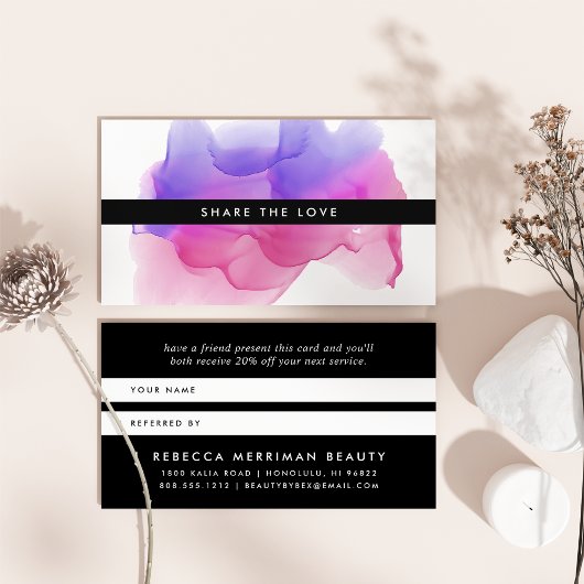 Modernes Magenta Wasserfarbenlot | Empfehlungskart Empfehlungskarte