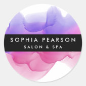 Modernes Magenta Wasserfarbenlot Runder Aufkleber (Vorderseite)