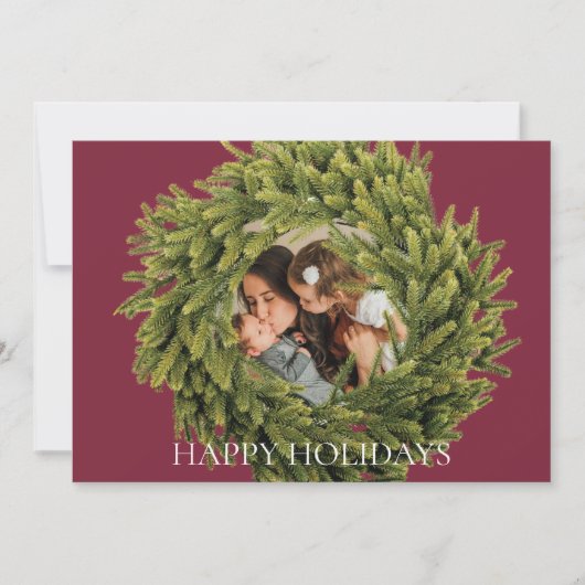 Modernes Magenta Weihnachtskraut-Foto Feiertagskarte (Vorderseite)