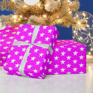 Modernes Magentiner, rosa, weiße Sterne Mustergesc Geschenkpapier