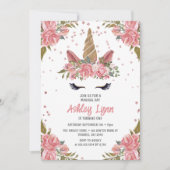 Modernes magisches Blumenhorn 1. Geburtstag Einladung (Vorderseite)