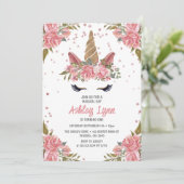 Modernes magisches Blumenhorn 1. Geburtstag Einladung (Stehend Vorderseite)