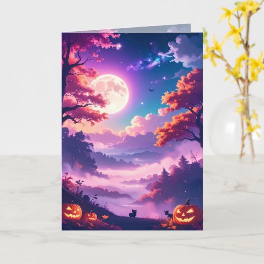Modernes magisches Halloween Karte (Gelbe Blume)