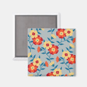Modernes Magnet mit gelben und blauen Blumen (Vorderseite/Rückseite)