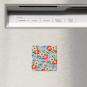 Modernes Magnet mit gelben und blauen Blumen (In Situ (Geschirrspüler))