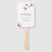 Modernes Magnolia Hochzeitsprogramm Hand Fan Fächer (Vorderseite)