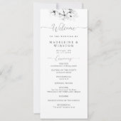 Modernes Magnolia-Schwarz-weißes Hochzeitsprogramm (Vorderseite)