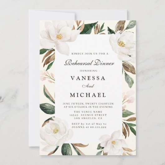 Modernes magnolisches Probe Einladung (Vorderseite)