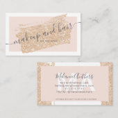 Modernes Make-up Haar Gold Glitzer Pinsel rosa Rah Visitenkarte (Vorne/Hinten)