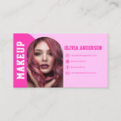 Modernes Makeup-Arch-Hot-Pink-Foto-Logo Visitenkarte (Vorderseite)