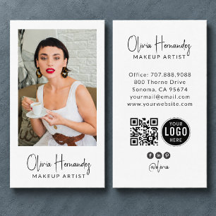 Modernes Makeup-Artist-Foto-Logo-QR-Code Visitenkarte