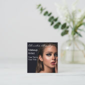 Modernes Makeup Artist Kundenskript Foto Quadratische Visitenkarte (Stehend Vorderseite)