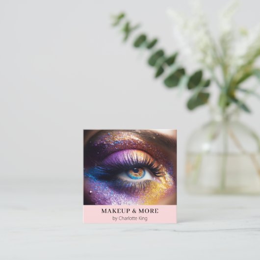 Modernes, Makeup-Foto Quadratische Visitenkarte (Stehend Vorderseite)