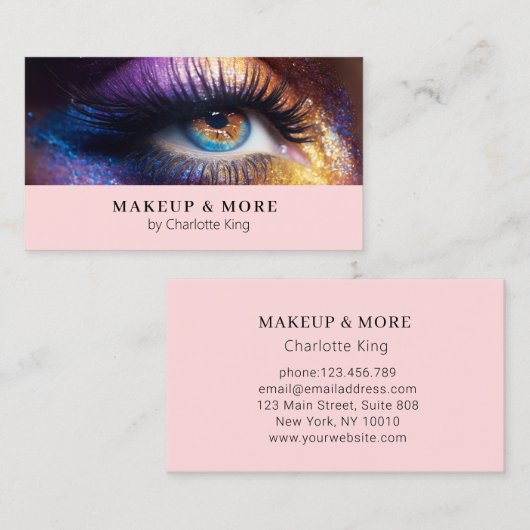 Modernes, Makeup-Foto Visitenkarte (Vorne/Hinten)