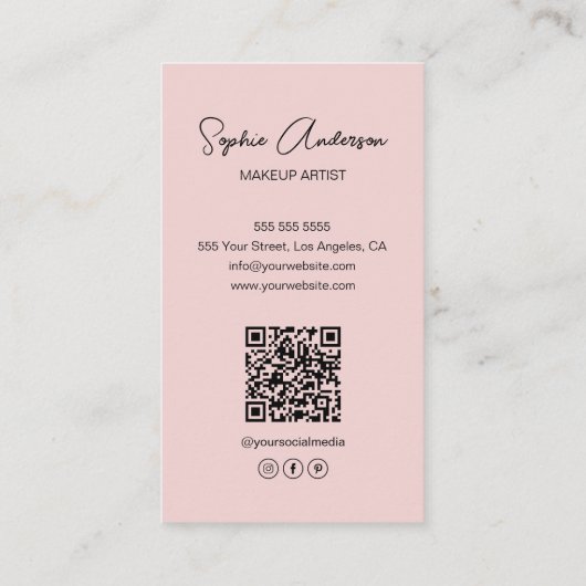 Modernes Makeup-Foto Visitenkarte (Rückseite)