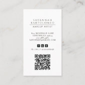 Modernes Makeup Künstler Foto QR Code Social Media Visitenkarte (Rückseite)