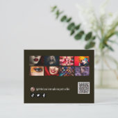 Modernes Makeup Studio & QR Code Postkarte (Stehend Vorderseite)