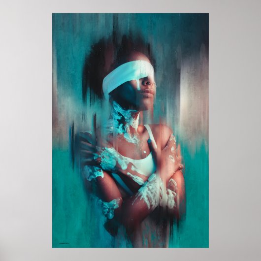 Modernes Malportrait afrikanische Frau bemalt Poster (Vorne)