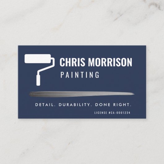 Modernes Malunternehmen QR Code Navy Blue Visitenkarte (Vorderseite)