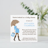 Modernes Mama-Baby-Stoß JUNGE Duschen-Party Einladung (Stehend Vorderseite)
