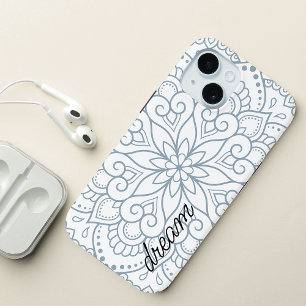 Modernes Mandala Dusty Blue Schrift Case-Mate iPhone Hülle