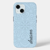 Modernes Mandala Dusty Blue Script Case-Mate iPhone Hülle (Rückseite)