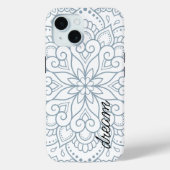 Modernes Mandala Dusty Blue Script Case-Mate iPhone Hülle (Rückseite)