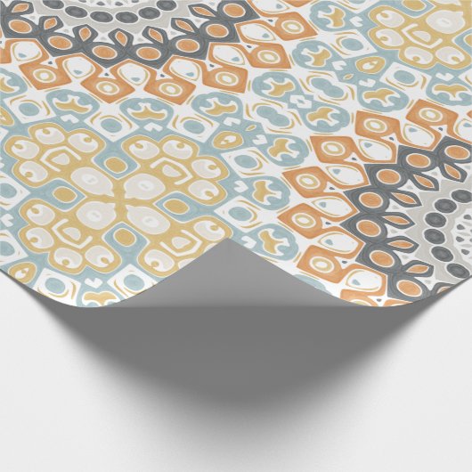 Modernes Mandala in Orange und Blue Geschenkpapier (Ecke)