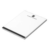 Modernes männliches Monogramm Name schwarzes Quadr Notizblock (Rotiert)