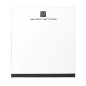 Modernes männliches Monogramm Name schwarzes Quadr Notizblock (Vorderseite)