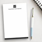 Modernes männliches Monogramm Name schwarzes Quadr Post-it Klebezettel