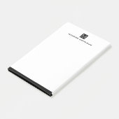 Modernes männliches Monogramm Name schwarzes Quadr Post-it Klebezettel (angewinkelt)