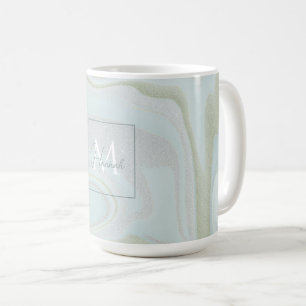Modernes Marble Blue Gold Glitzer Hintergrund Kaffeetasse