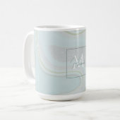 Modernes Marble Blue Gold Glitzer Hintergrund Kaffeetasse (Vorderseite Links)