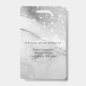 Modernes Marble Glitzer Mitarbeiter Foto ID Abzeic Ausweis (Rückseite)