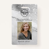 Modernes Marble Glitzer Mitarbeiter Foto ID Abzeic Ausweis (Vorderseite)