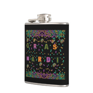 Modernes Mardi Gras Muster Flachmann