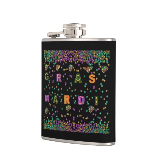 Modernes Mardi Gras Muster Flachmann (Links)