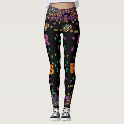 Modernes Mardi Gras Muster Leggings (Vorderseite)