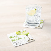 Modernes Margs & Matrimons Cocktail Brautparty Rechteckiger Pappuntersetzer (Vor Ort)