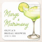 Modernes Margs & Matrimons Cocktail Brautparty Rechteckiger Pappuntersetzer (Vorderseite)