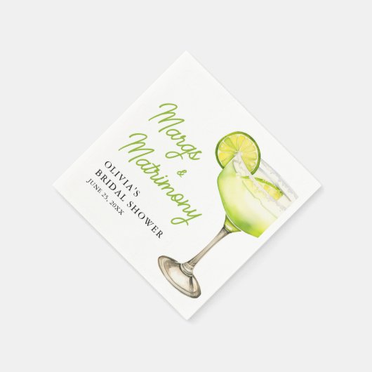 Modernes Margs & Matrimons Cocktail Brautparty Serviette (Ecke)