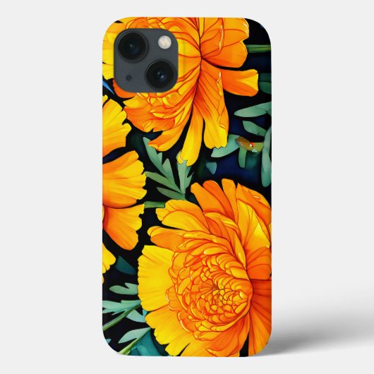 Modernes Marigold Watercolor-Muster Case-Mate iPhone Hülle (Rückseite)