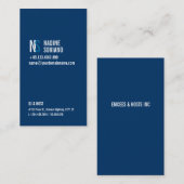 Modernes Marine-Blau-Monogramm Visitenkarte (Vorne/Hinten)