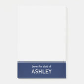 Modernes Marine-Blau personalisiertes 4" x 6" Post-it Klebezettel (Vorderseite)